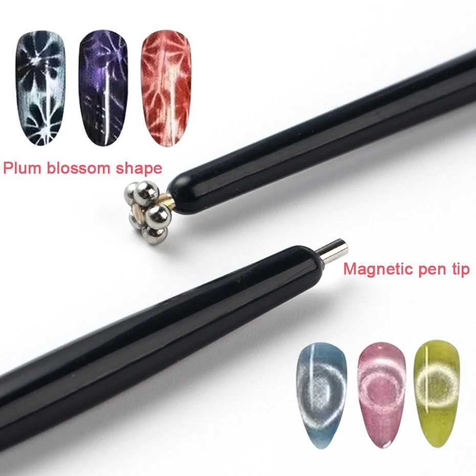 Stylo magnétique œil de chat fantaisie à Double tête, pour Nail Art, avec forte Force magnétique professionnelle, outils de manucure, 1/2 pièces