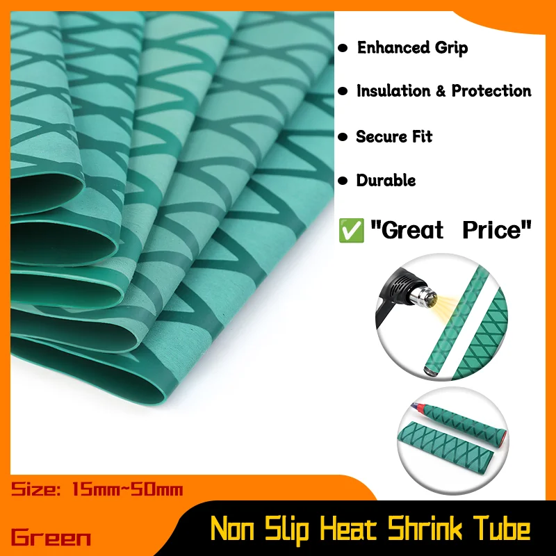 

Dia 15mm ~ 50mm Non-slip Heat Shrink Wrap Tubing Waterproof DIY Fishing Rod /Racket Handle Grip Shrinkable Tube 1Meter/PC Green