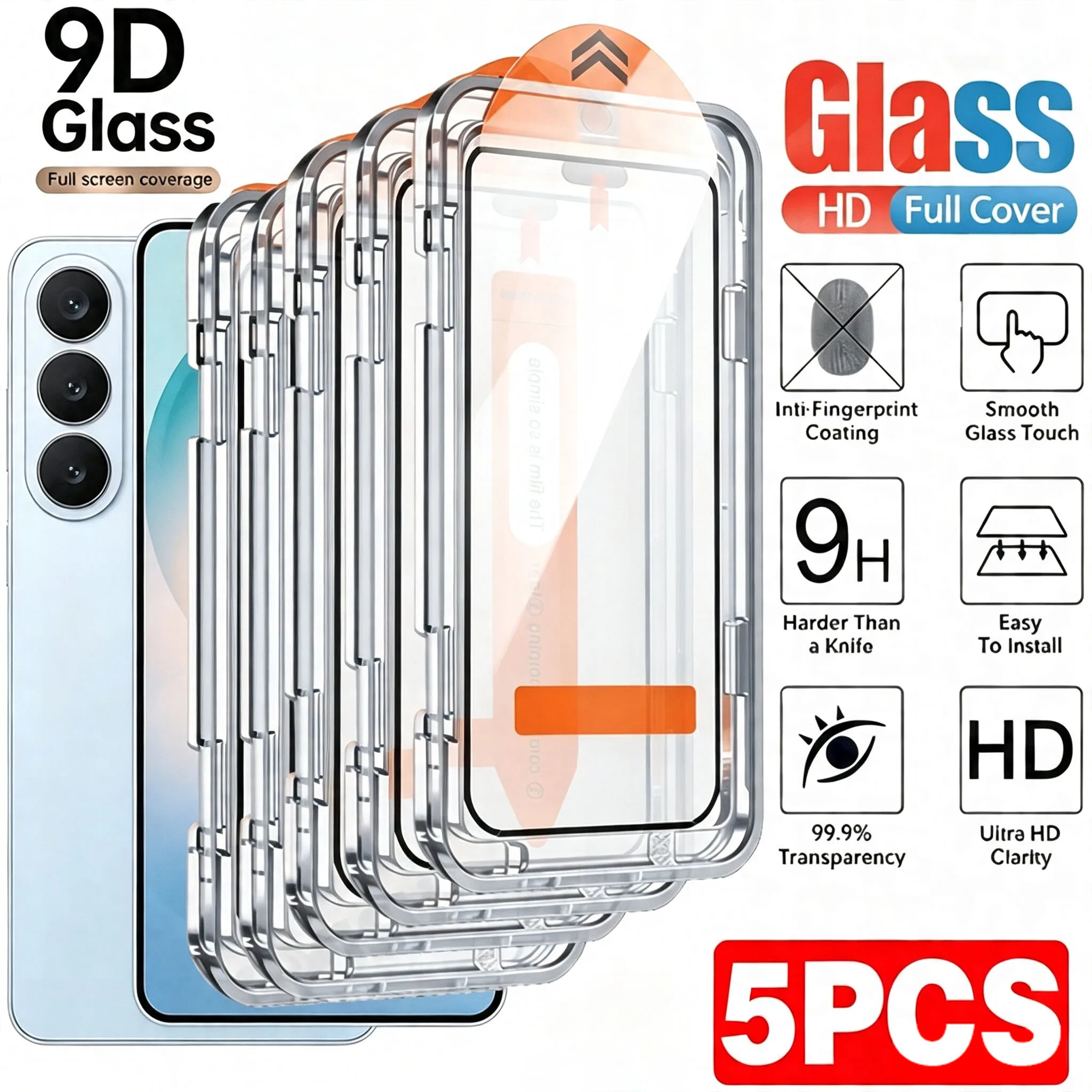 5-1Pcs Dust Free Tempered Glass For Samsung Galaxy S26 Ultra S25 S24 S23 Plus A55 A56 5G A57 A36 A35 A37 A16 A17 A07 A06 A25 A26