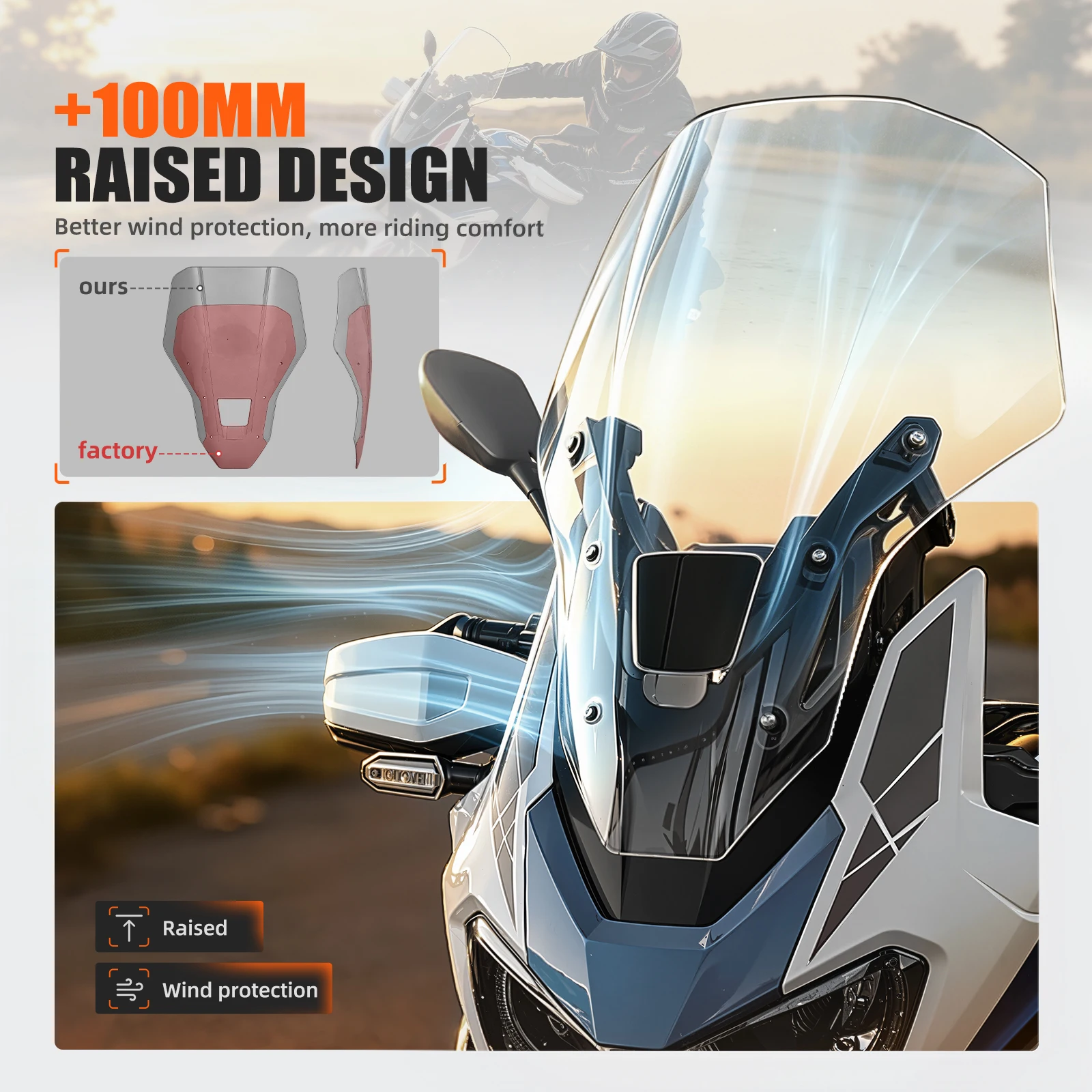 NICECNC +100mm Taller Motorcycle Windshield Windscreen For Honda CRF1100L Africa Twin Adventure Sports /ES DCT 2020-2026 2025