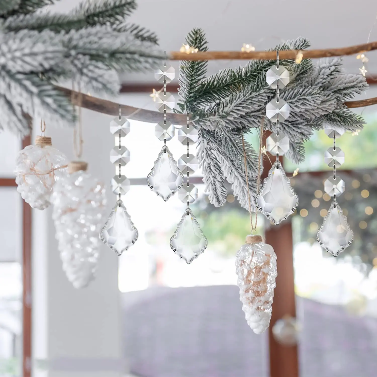 12/24/36 Pcs Christmas Tree Decorations Ornaments, Hanging Acrylic Crystal Angel Ornaments for Christmas Tree Decor