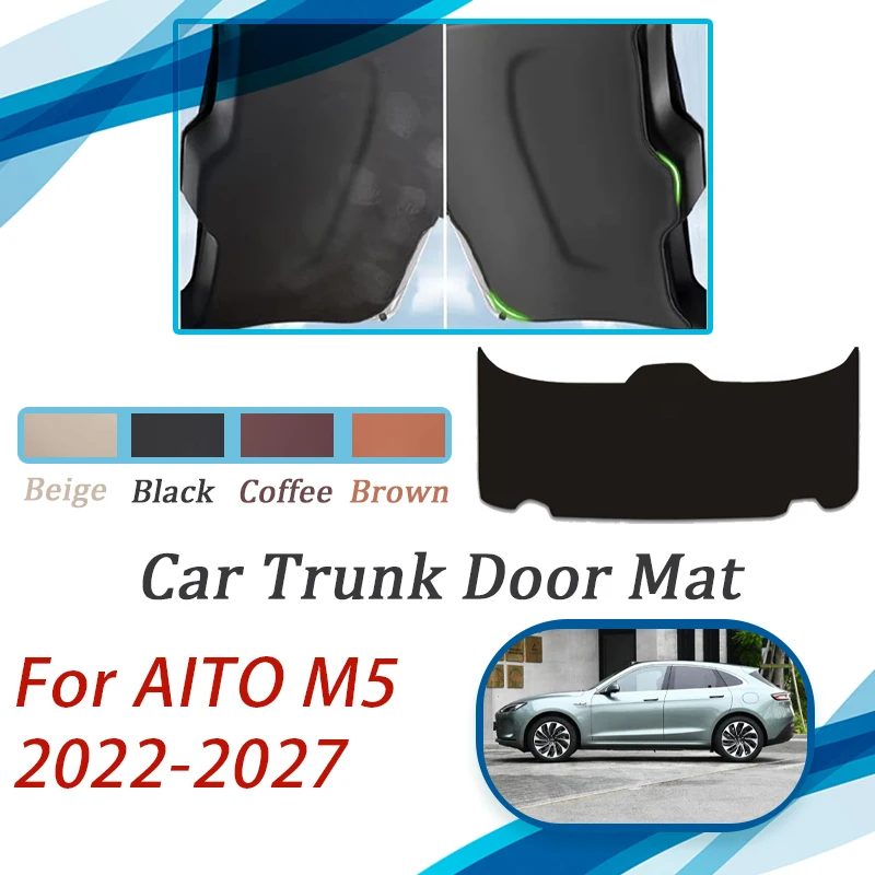 Car Trunk Tailgate Pads For AITO Seres M5 2022 2023 2024 2025 2026 2027 Leather Mats Rear Cargo Door Covers Rug Auto Acesssories