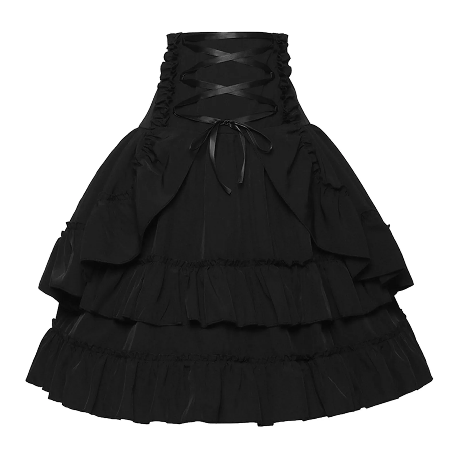 

Japanese Classic Lolita Dress Ruffle Tiered Pretty Bow Dress Cosplay Costume Women Medieval Vintage Frill Frock Dress Tutu Skirt