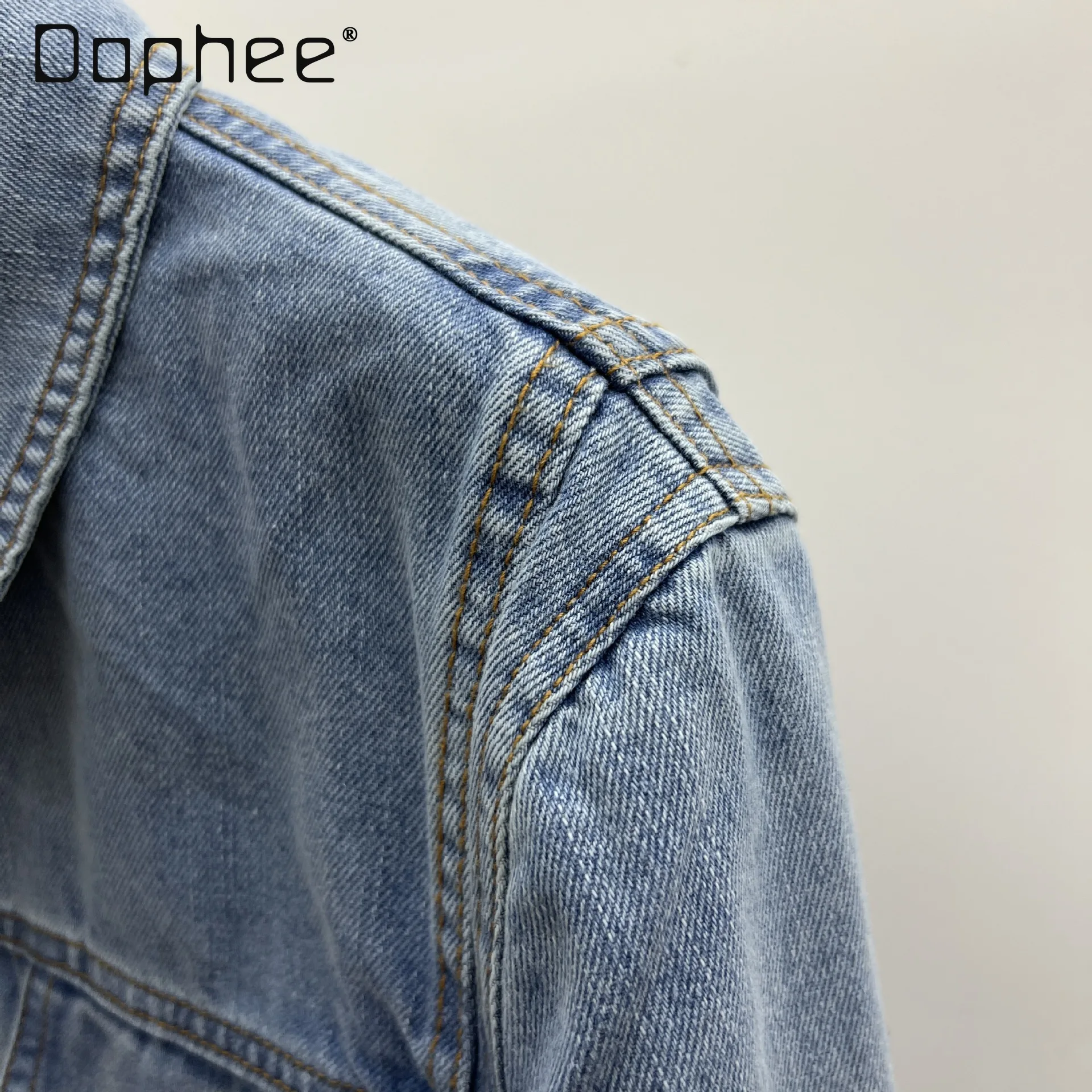 American Street Old Washed Denim Jacket Punk Style Retro Irregular Pocket Rough Edge Short Coat Sweet Cool Girl Jean Jacket