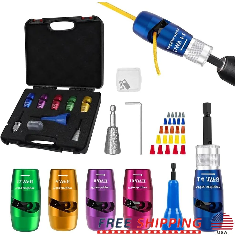 

Wire Stripper Drill Tool Kit Electric Wire Twister 14/12/10/8/6AWG Insulated Wire Nuts Professional Electrical Tools DIY
