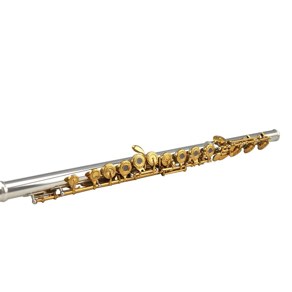 High Grade 17 open hole Silver plated body Gold plated key flute