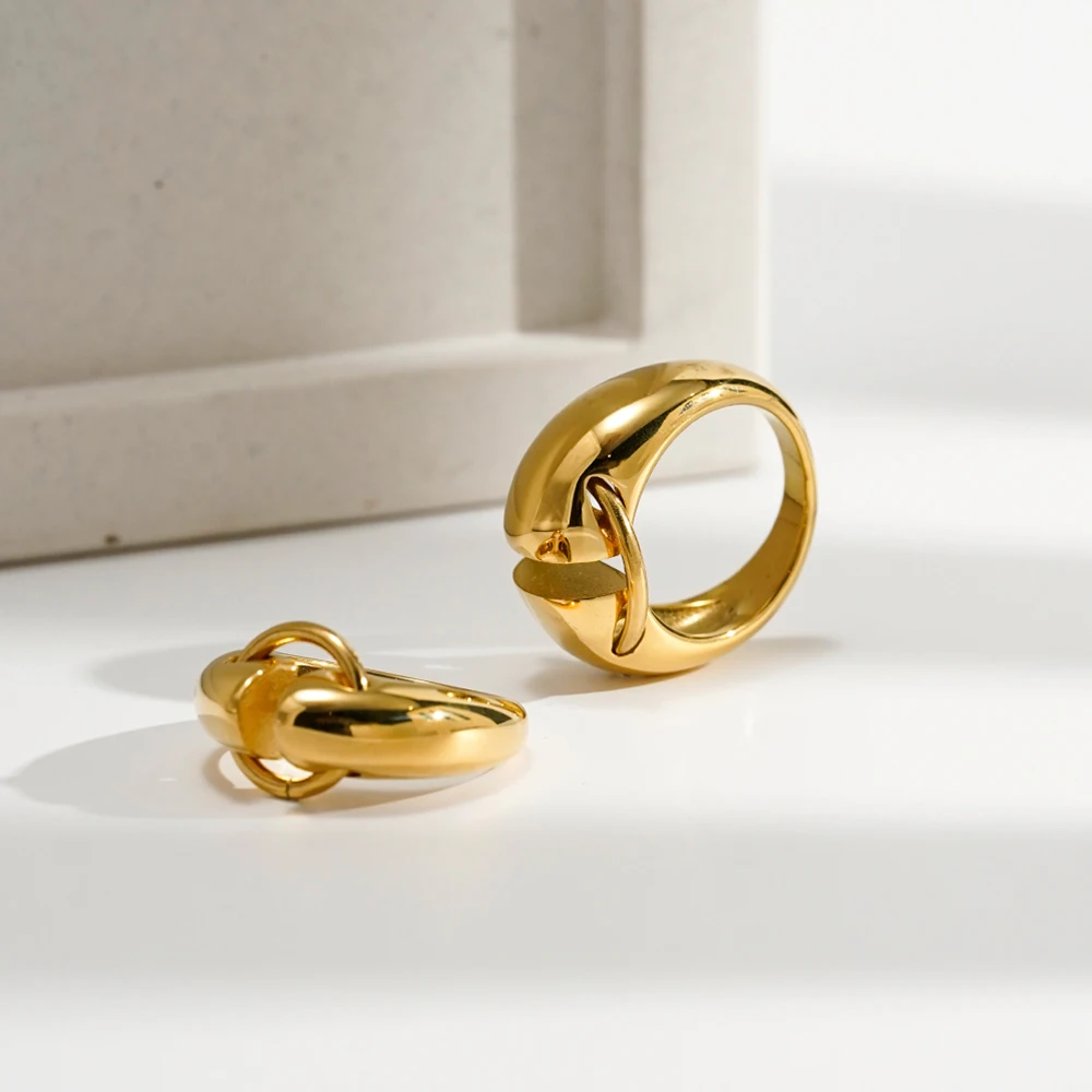 

ENFASHION Anillos Movable Crcle Ring For Women Stainless steel 18K Plated Gold Fashion Jewelry High Street Party Jewelry R254552
