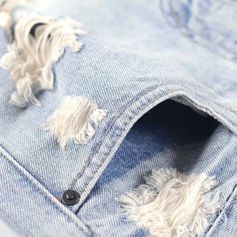 Ripped Holes Denim Shorts Fashion New Summer Women High Waist Wide Leg Jeans Short Junior Casual Loose Raw-Edge Student Clothing