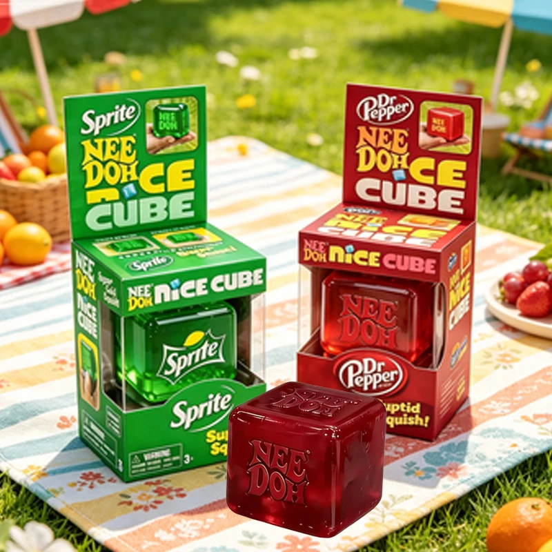 Juguete Antiestrés Dr Pepper x NeeDoh Nice Cube, Cubo Sensorial Suave para Niños y Adultos, Alivio de la Ansiedad
