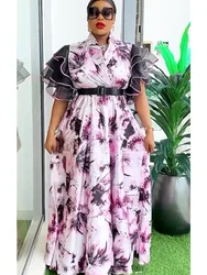 African Dresses for Women 2025 Plus Size Evening Party Long Dress Africa Clothing Elegant Turkey Muslim Print Maxi Dress