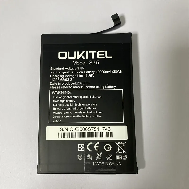 In stock 100% original battery for OUKITEL WP6 battery 10000mAh New production date for OUKITEL S75 battery