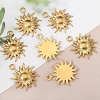 5pcs Stainless Steel Sunburst Sun Pendant Charms for DIY Jewelry Making