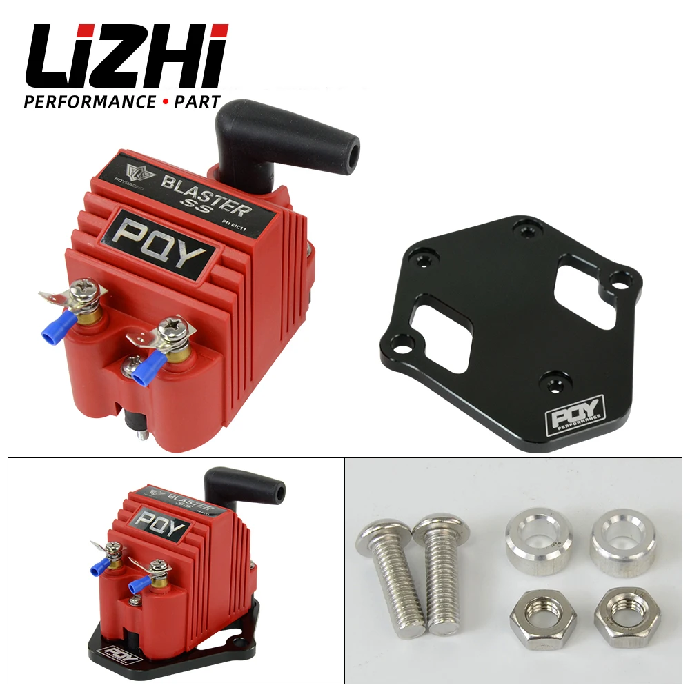 LIZHI - Universal Blaster Ss 12V High Output External Male E-Core Ignition Coil With Kits Adaptor + Bracket Mount Kit