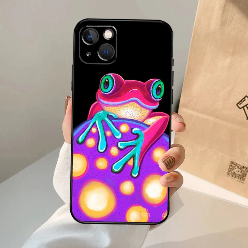 Frong Froggy Art Groovy Hippie Case For iPhone 16 15 14 13 Pro Max 12 Pro Max Mini 11 Pro Max XS X XR Plus Cover Shell