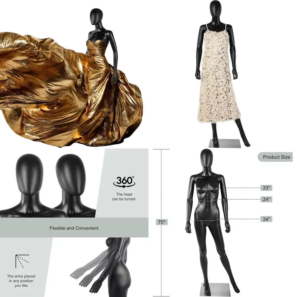 

Full Body Black Male Mannequin, 70 Tall for Display and Stand Use
