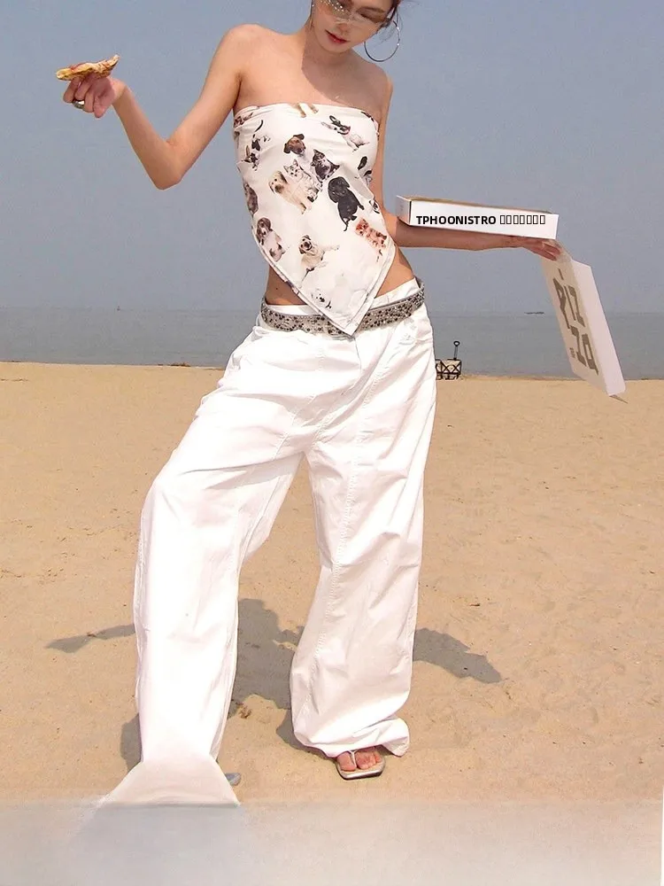 

Брюки женские CCUP SPACE в стиле ретро, свободные, широкие, прямые, повседневные, с 3D-дизайном, длинные, летние, модные