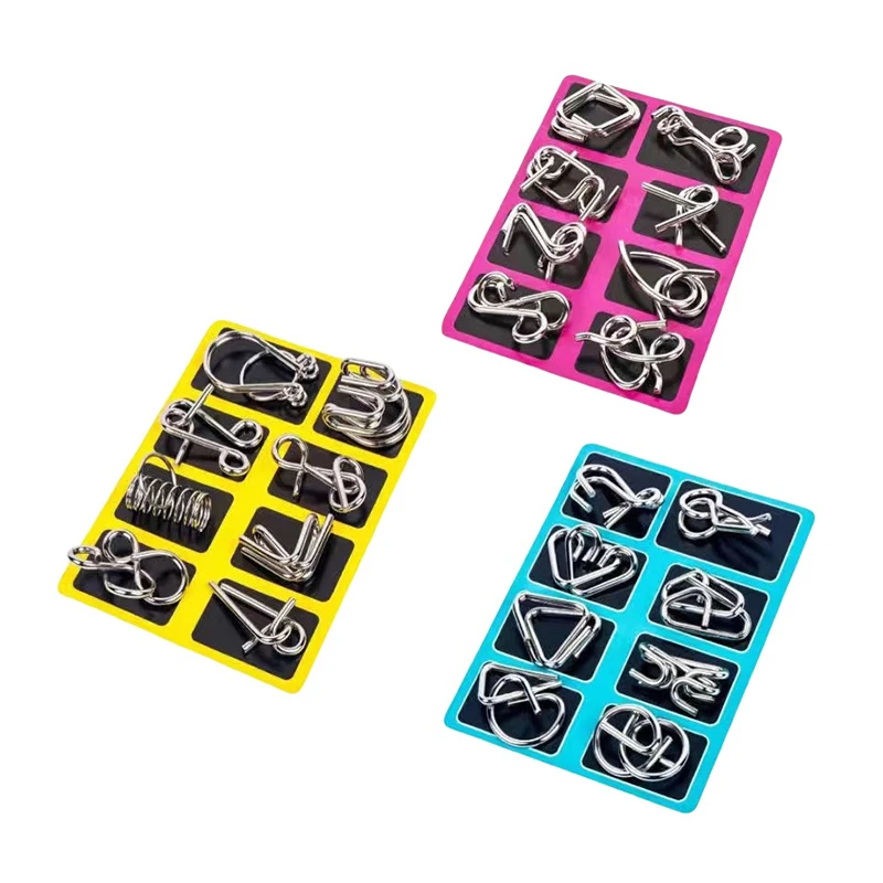 8Pcs/Set Metal Montessori Wire Brain Teaser Puzzles Interactive Game For Children & Adults Educational Toys IQ Mind Reliever