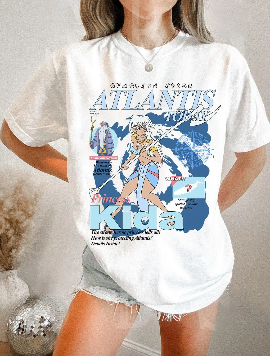 تي شيرت ديزني أتلانتس: The Lost Empire Princess Qida العصري، ملابس عائلة ديزني بارك، تي شيرت عطلة ديزني