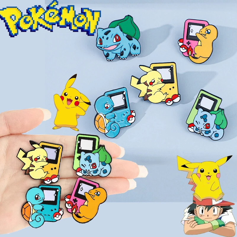 

2024 New Japanese Anime Pokémon Game Console Enamel Pins Badges Brooches Pikachu Squirtle Funny Punk Denim Children Like It