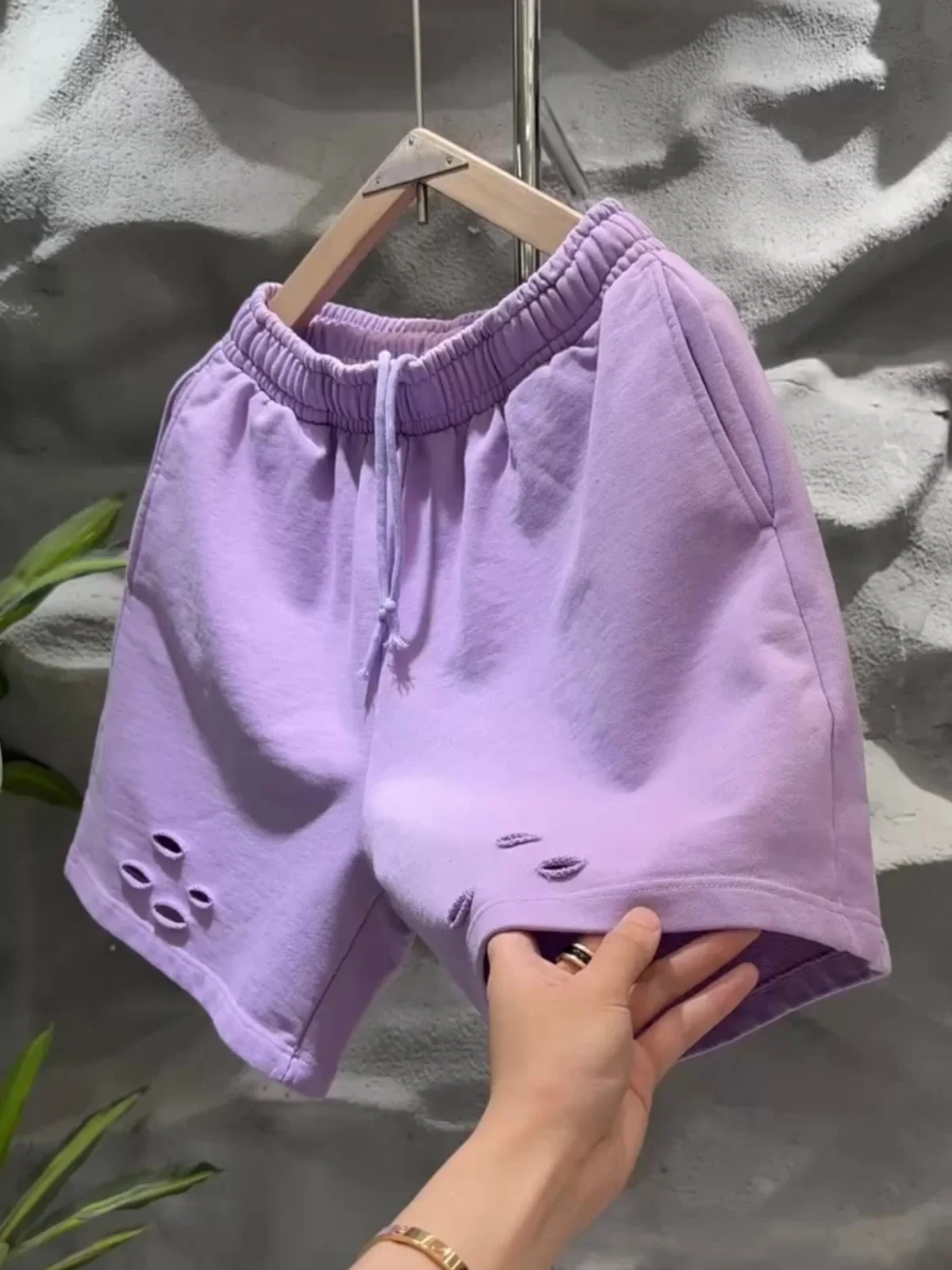 Summer Casual Candy Color Hole Leisure Shorts Men Women Simple Match Outdoor Five Beach Pants Cotton Straight Leg mid Waist