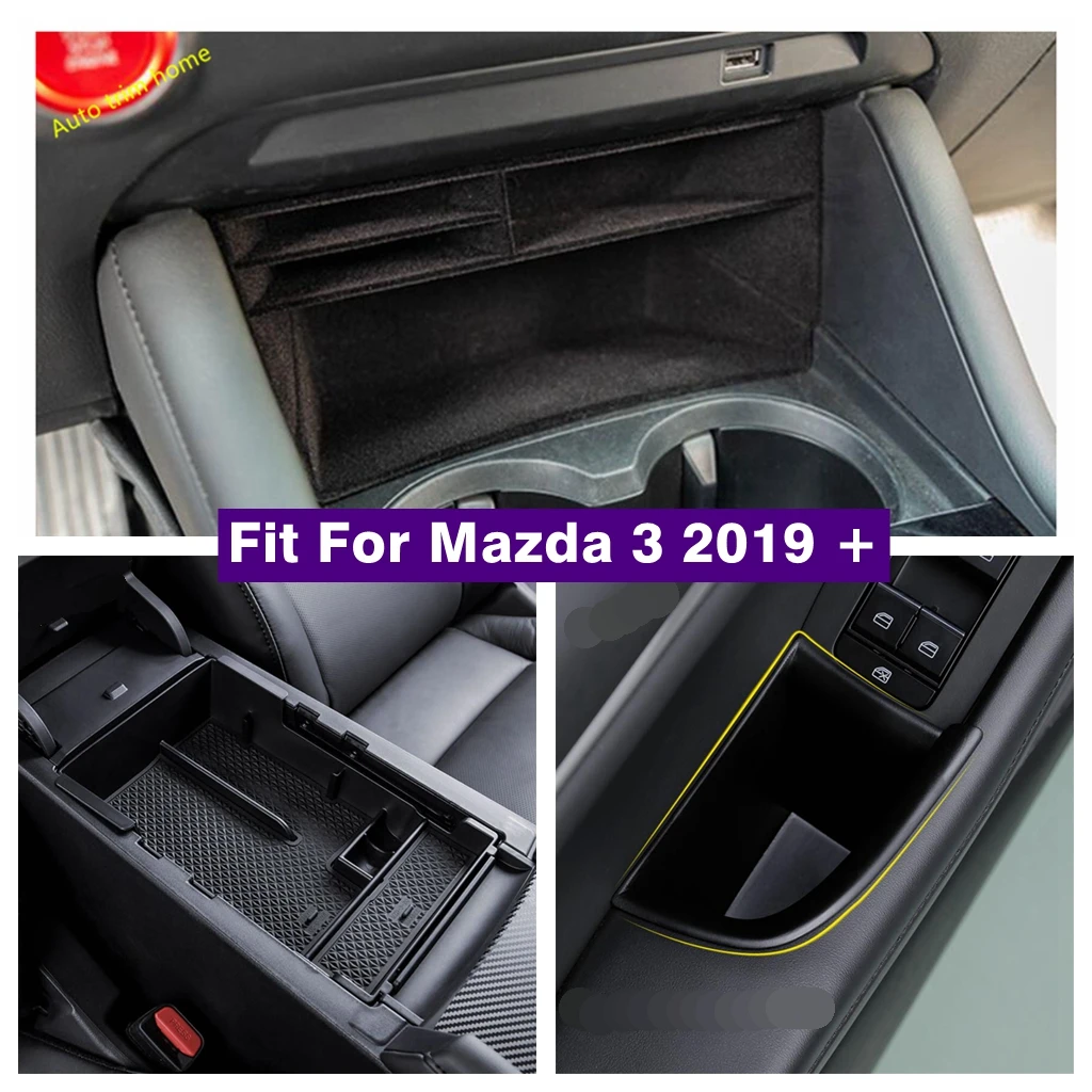 

Front Door Handle Central Armrest Box Secondary Storage Pallet Tray Container Box Cover For Mazda 3 2019 - 2022 Car Accessories