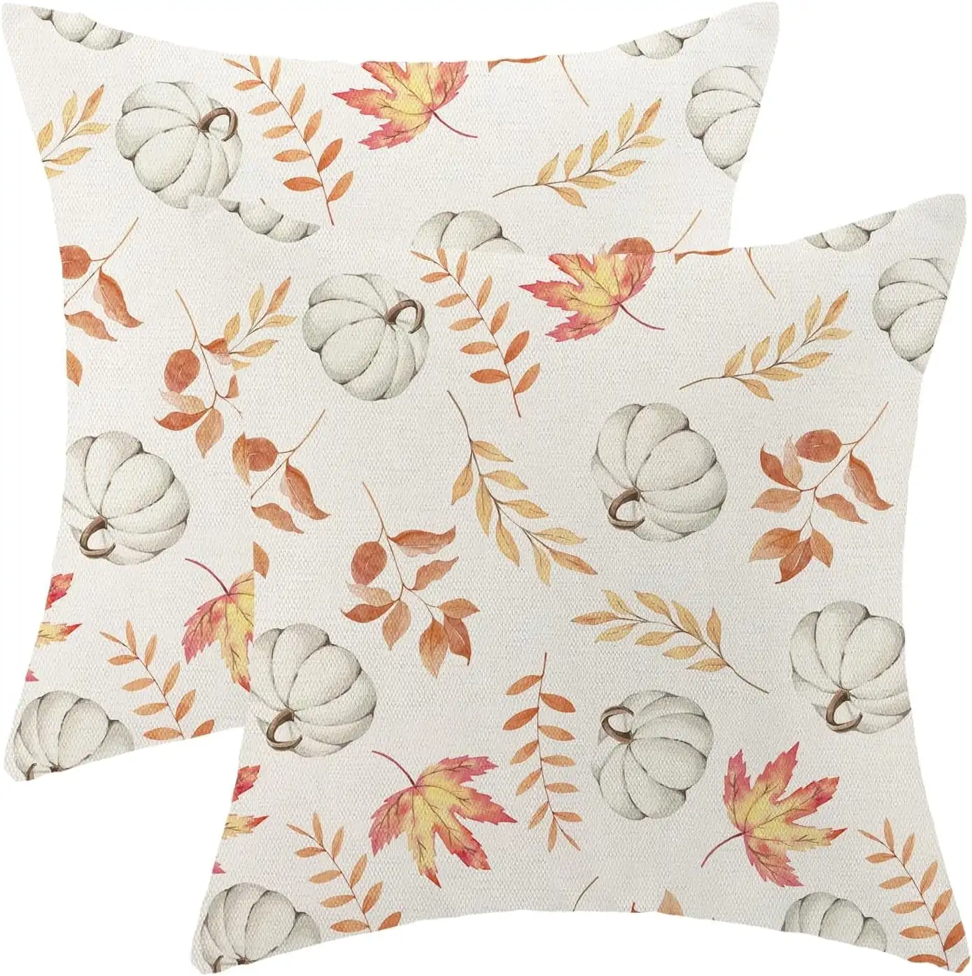 Fall Pillow CoversnSet of 2 Pumpkin and Maple Leaf Fall Decor Pillowcase Linen Autumn Thanksgiving Decorative Outdoor