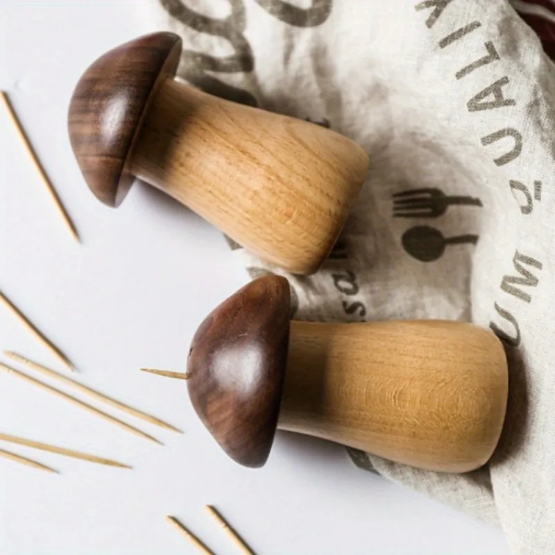 1Pc Holz Kreative Nette Pilz Zahnstocher Halter Wohnzimmer Esszimmer Hause Desktop Zahnstocher Jar Dekoration