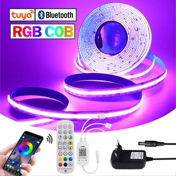 Tuya WIFI Alexa Control RGB COB LED Strip DC 12V Bluetooth APP TV BackLight Room Decoration Led Tape Diode Flexible Ribbon