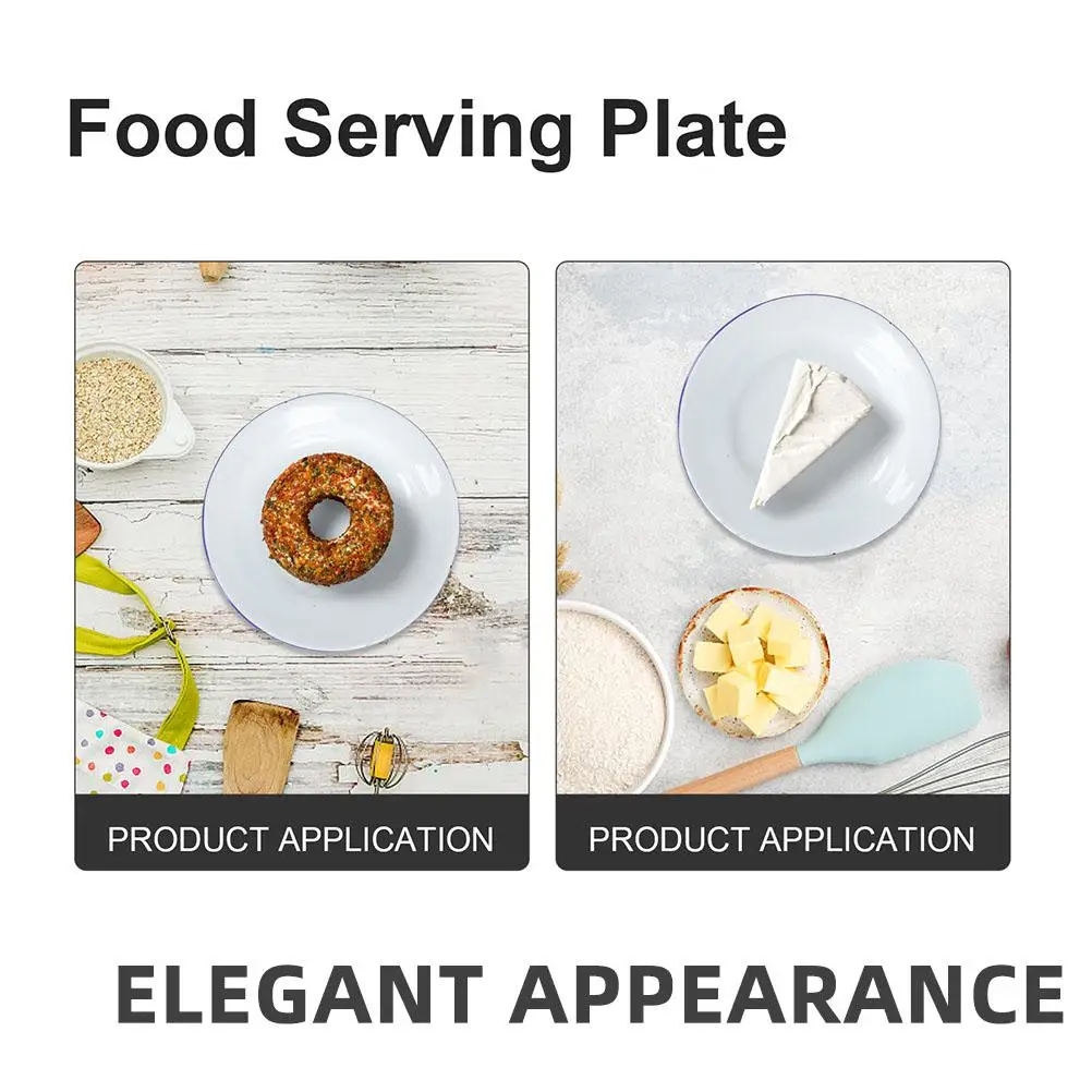 Pratos de jantar esmaltados vintage, 6 peças, 5.5 polegadas, pratos redondos com borda, pratos de servir, prato de frutas, salada, pratos de sobremesa