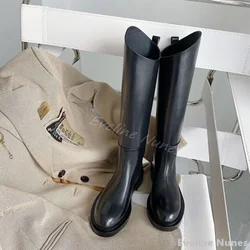 Round Toe Square Heel Modern Boots Women Fashion Sexy Solid Knee High Solid Fashion Casual Black Women Shoes 2024 New Arrivals