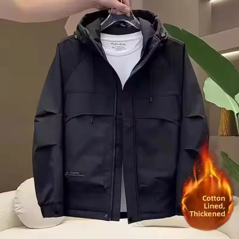 

Hooded Men's Spring Autumn Jaet Thin Cotton Casual Faionable Polyester Fiber Long Sve Zipper Closure Baseball Collar Coat