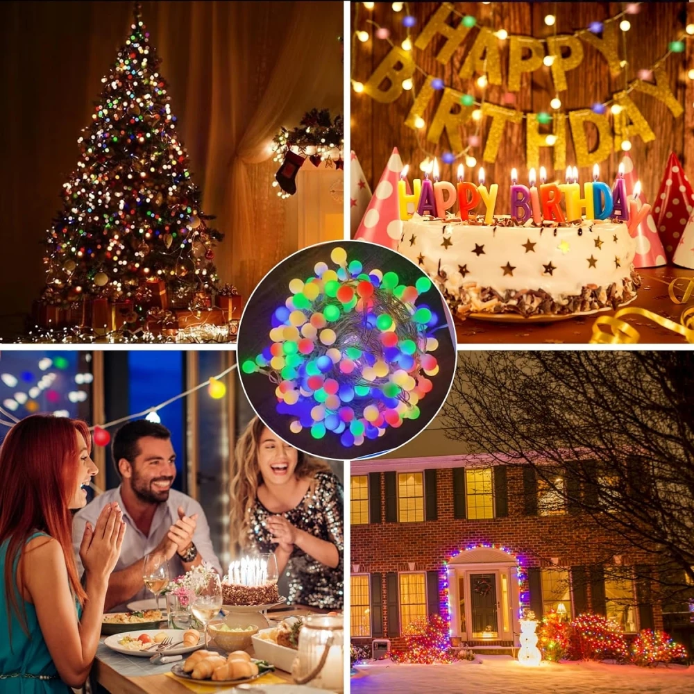 10M AA Battery Power Ball LED String Lights Garland Lights Waterproof Outdoor Lamp Wedding Garden Fairy Lights Christmas Decor