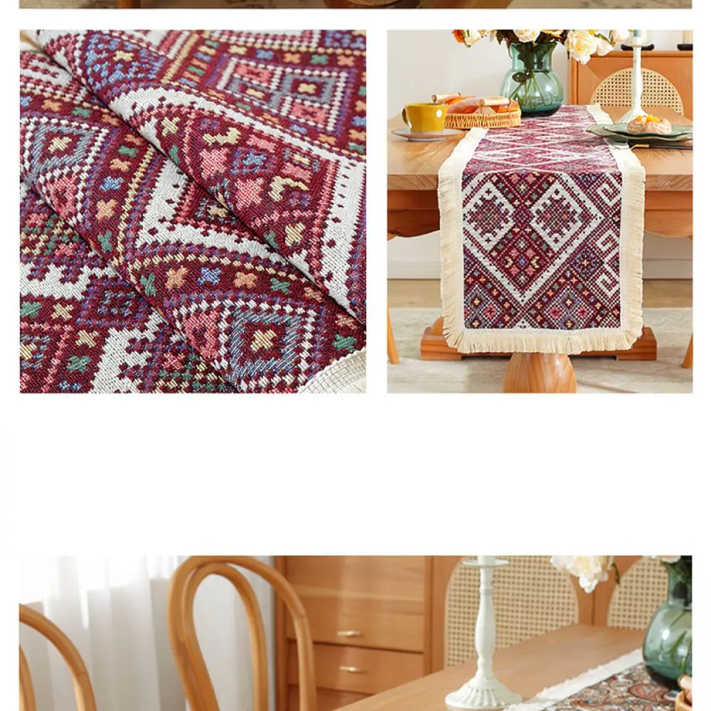 Artistic Botanical Table Runner Retro Floral Printed Tablecloth Luxury Decorative Cover For Dining Room Kitchen