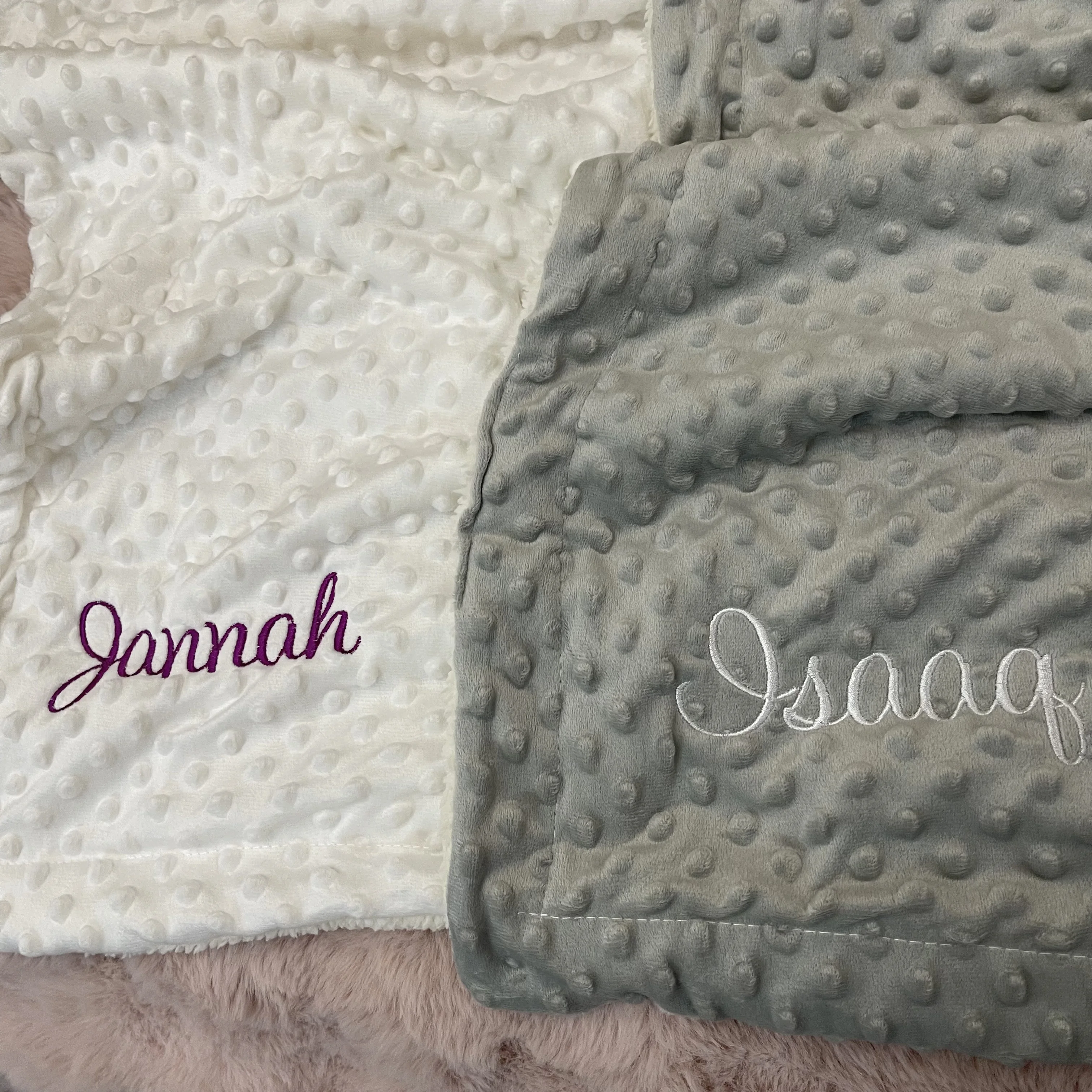 Custom Children's Baby Bean Plush Blanket Double Layer Thickened Lamb Fleece Soft Blanket Personalized Name Baby Shower Gifts