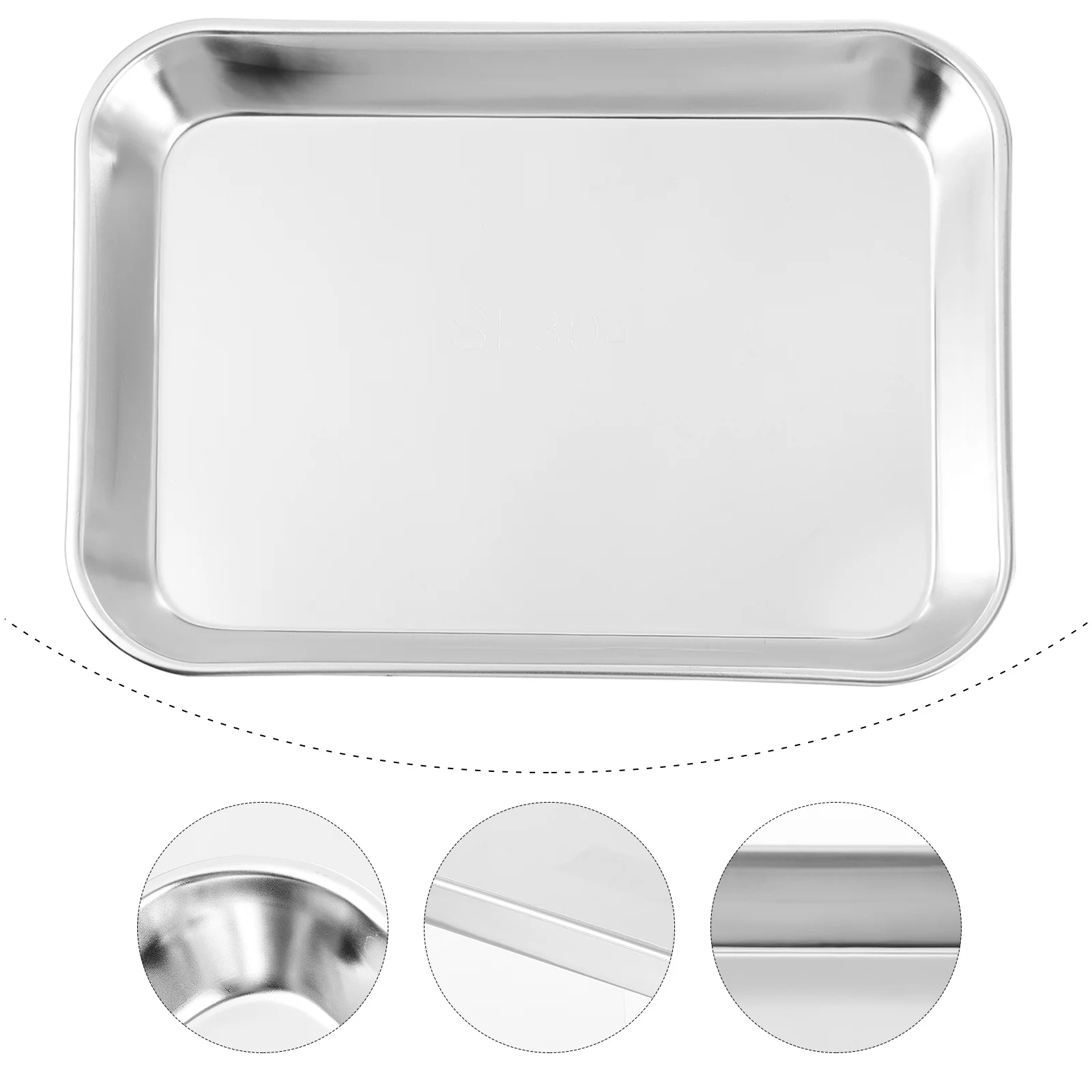 

1Pcs Stainless Steel Square Tray Durable Non-Toxic Dental Tool Plate Polished Flat Bottom for Clinic Surgery Laboratory