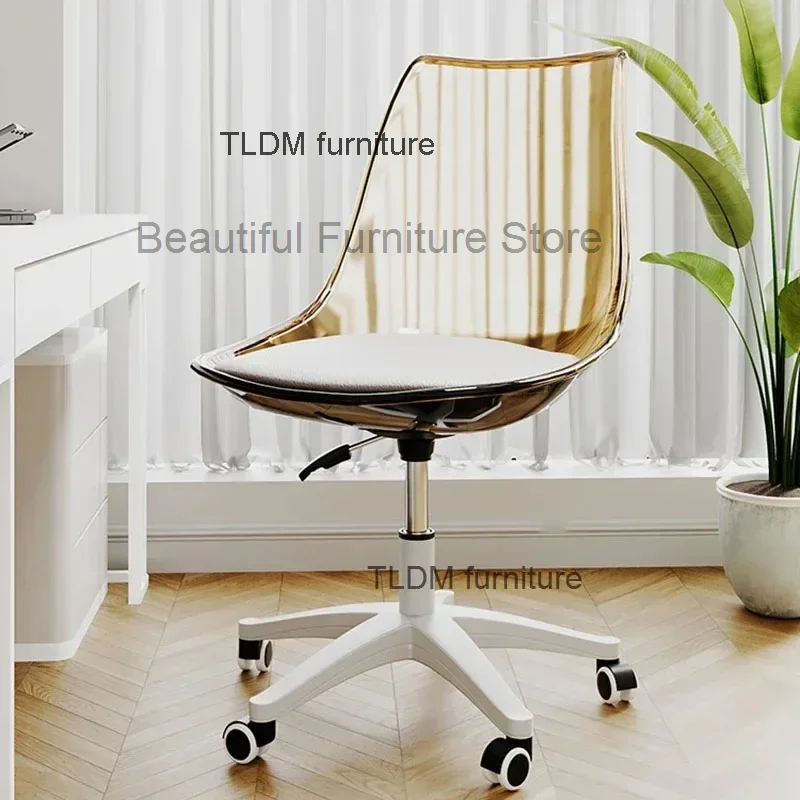 

Nordic Acrylic Office Chairs Home Backrest Computer Chair Modern Office Furniture Game Chair Lifting Swivel Learning Desk Chair