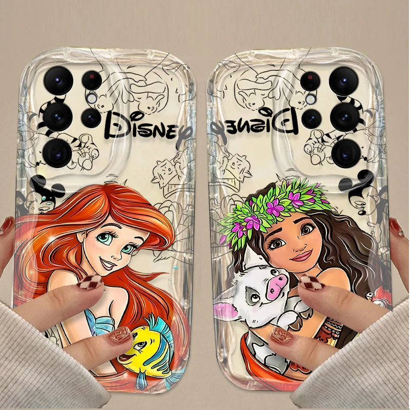 Disney Princess Clear 3D Wave Case For Samsung Galaxy S24 Ultra S23 S22 Plus S21 S20 FE A25 A55 A35 A15 A16 A05 A05S A06 Cover