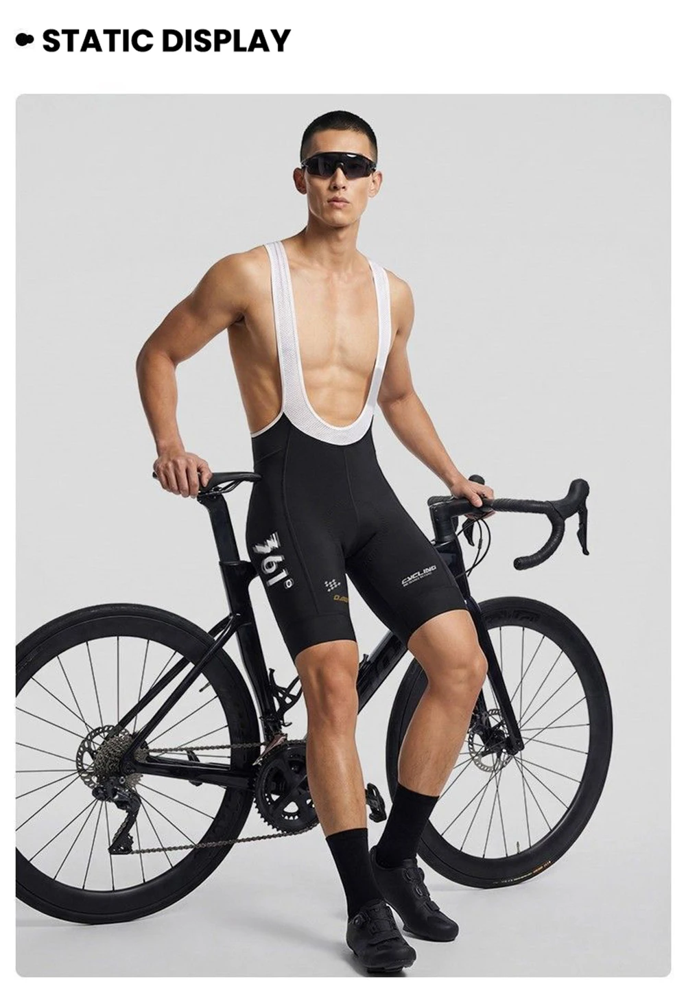 361 Degrees Cycling Bib Shorts Pro Herren Bretelle Nahtlos mit Elastischem Sitzpolster Atmungsaktive Trägerhose für Männer und Frauen – Detail 15
