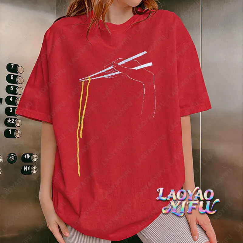Kawaii Ramen T-Shirt Chopsticks Noodle Graphic T Shirts Funny Fashion Asian Food Tees Men Woman Cotton Short-sleeve Tshirt Tops