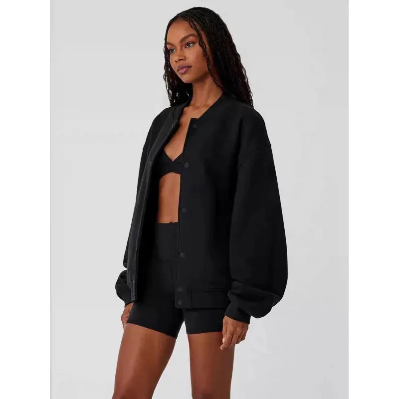 

Женская повседневная бейсбольная куртка с мягкими длинными рукавами, застежкой на пуговицы, легкая осенне-зимняя верхняя одежда для повседневной носки