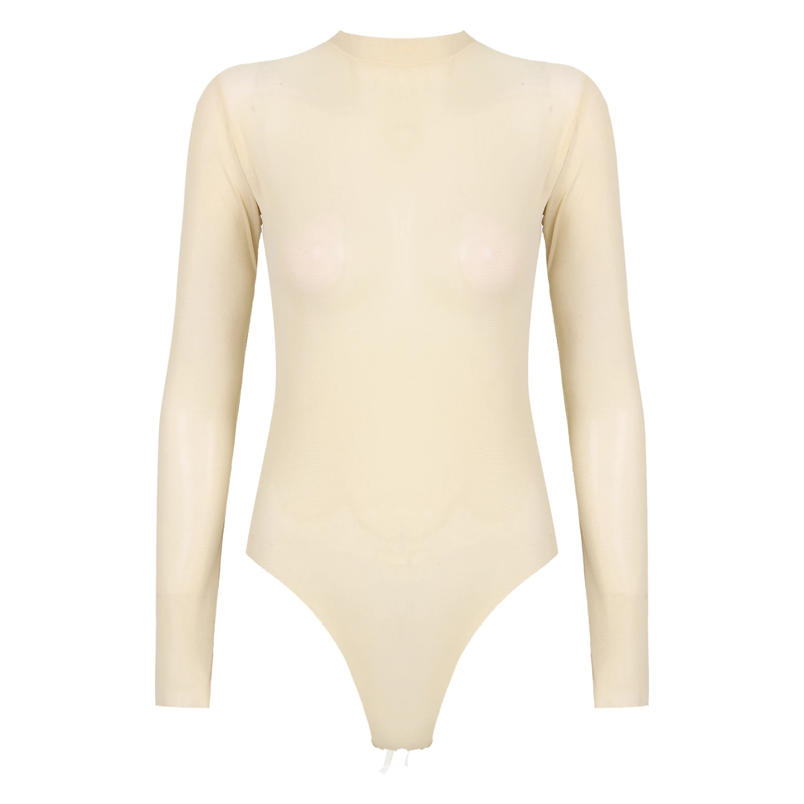 

Сексуальное женское эротическое ультратонкое боди с длинным рукавом без дна, комбинезон с вырезами для соблазнительного ночного белья, эластичное нижнее белье