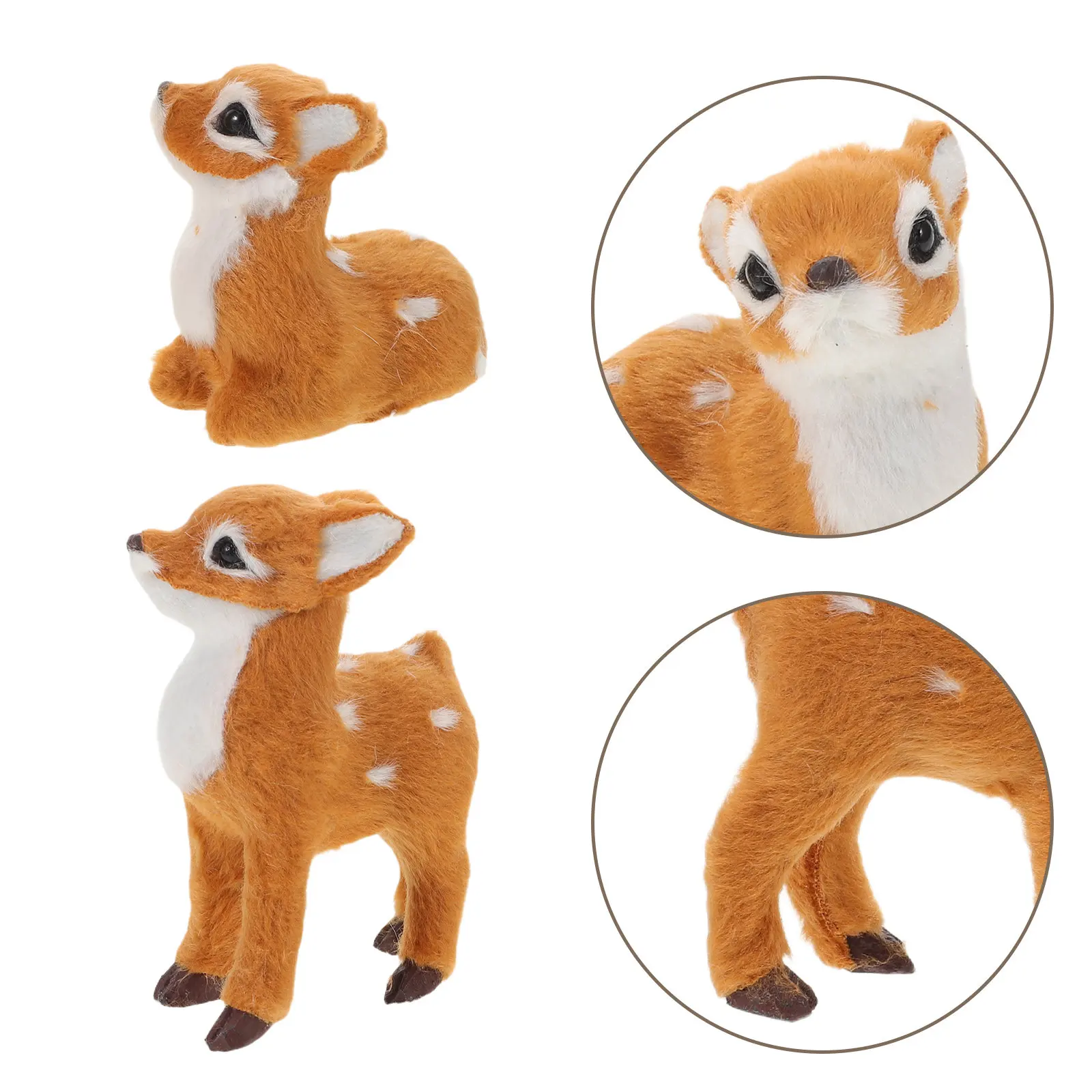 

Набор из 2 реалистичных плюшевых оленят: мягкие на ощупь, обнимаемые мини-фигурки для путешествий, сна и декора на природе