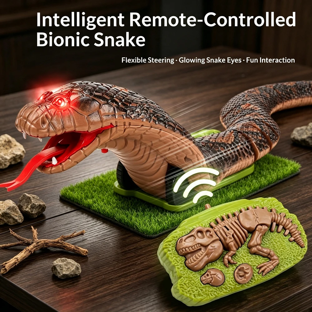 Interactive Electronic Pet Snake Toy 2.4G Remote Control Realistic Snake with Light and Shaking Movement Fun Prank Toy