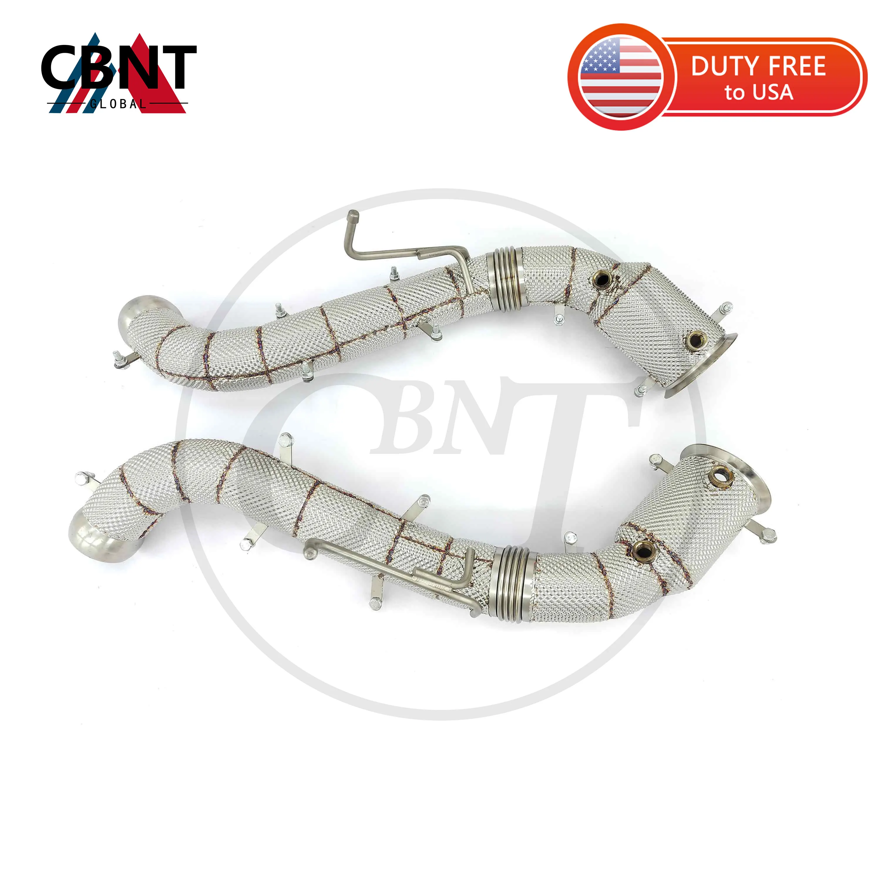 

CBNT Exhaust Header with Heat Shield for Mclaren 600LT 3.8T High Performance Free Flow Catless/Catted Downpipe 304 Exhaust Pipe
