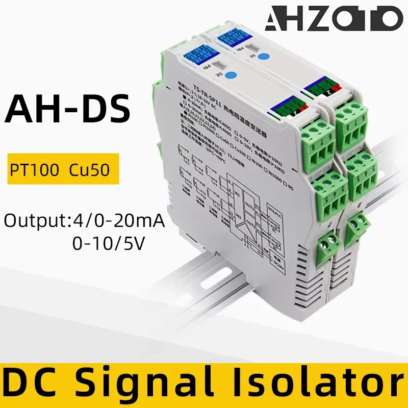 Temperature Transmitter RTD Signal Isolator Pt100 Input 1 In 1 Out Sensor Converter Module 4-20mA 0-10V 5V