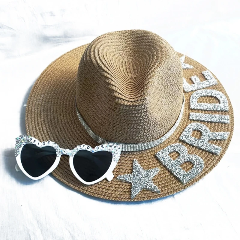 Wedding Straw Hat Sunglasses for Honeymoon Bachelorette Party Supplies Engagement Decorations Bridal Shower