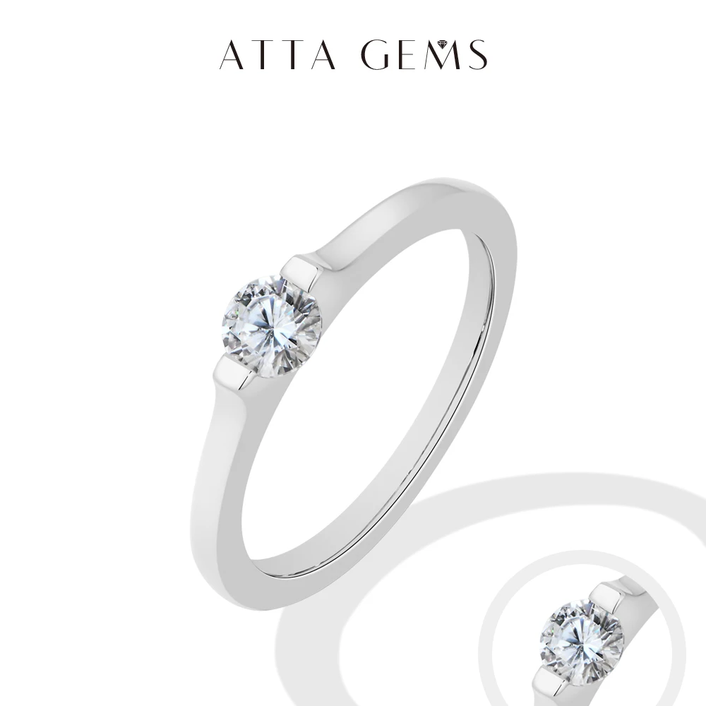 

ATTAGEMS Classic Round Cut Solitaire Moissanite Rings for Women Men 925 Sterling Silver Thin Band Perfect for Daily Wear Gifting
