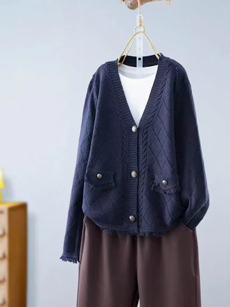 

Faionable Pure Color Knitted ort Svel Sweater Top Long Sve Cardigan Versatile Quali Autumn New Arrival Women's...