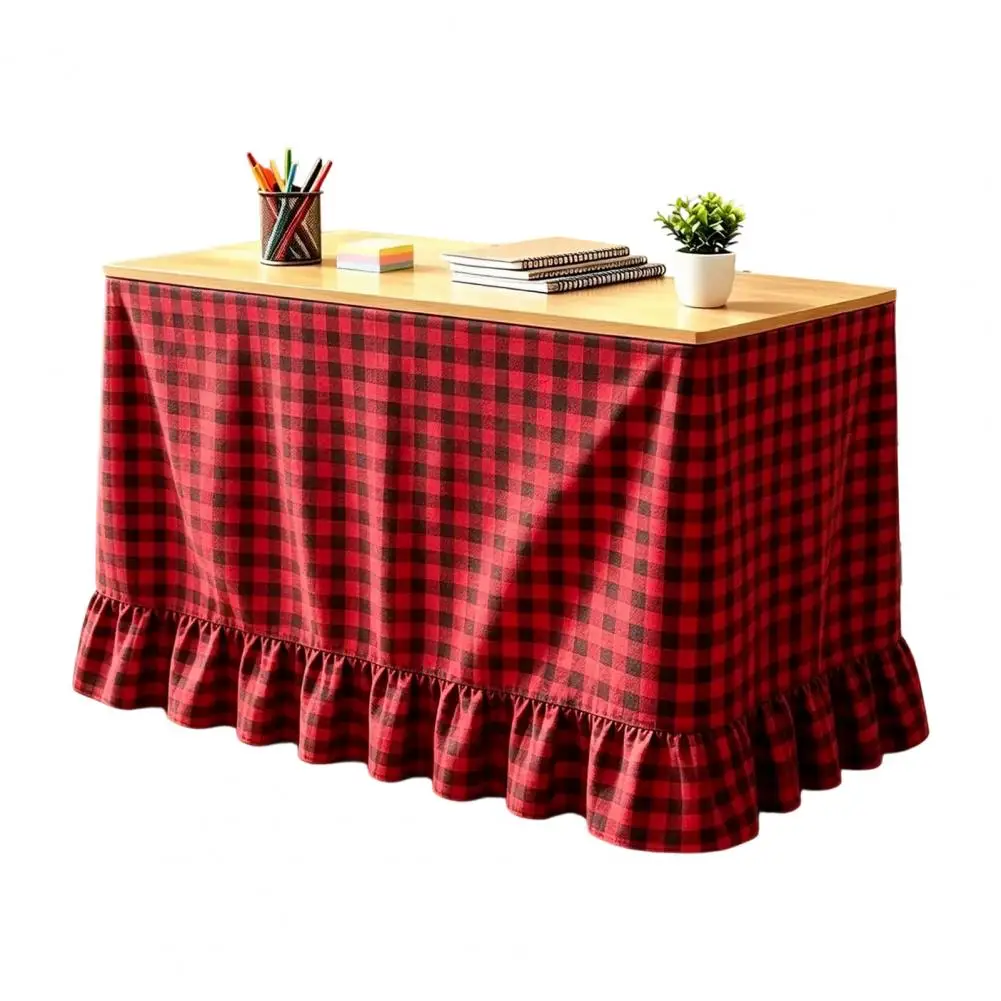 Plaid Table Skirt Classroom Decor Accessories Gingham Table Skirt Cottagecore Teacher Desk Skirt Plaid Tablecloth for Birthday