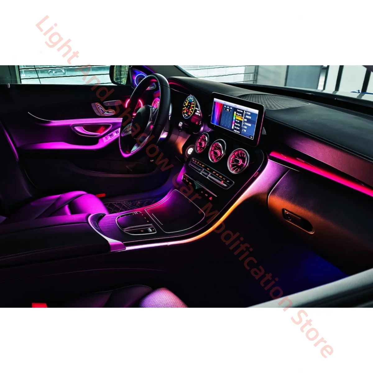 For Mercedes-Benz C-Class W205 2014-2021/GLC W253 2014-2022 Dynamic Ambient light Car interior Backrest lamp Passenger seat trim